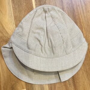 SAMPLE - HutteliHut - Woven Stripes Sun Hat with Chin Strap - Camel